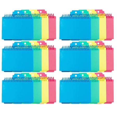 C-Line Products Spiral Bound Index Card Notebook with Index Tabs, Tropic Colors, 6PK 48750